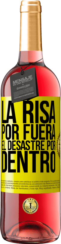 29,95 € Envío gratis | Vino Rosado Edición ROSÉ La risa por fuera, el desastre por dentro Etiqueta Amarilla. Etiqueta personalizable Vino joven Cosecha 2023 Tempranillo