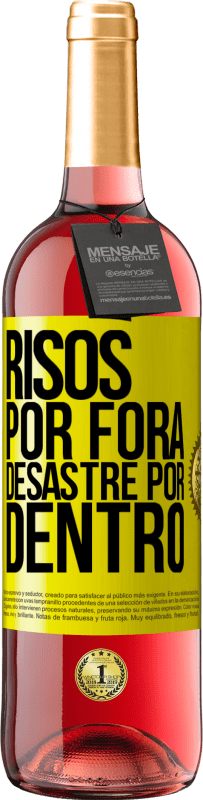 29,95 € Envio grátis | Vinho rosé Edição ROSÉ Risos por fora, desastre por dentro Etiqueta Amarela. Etiqueta personalizável Vinho jovem Colheita 2024 Tempranillo