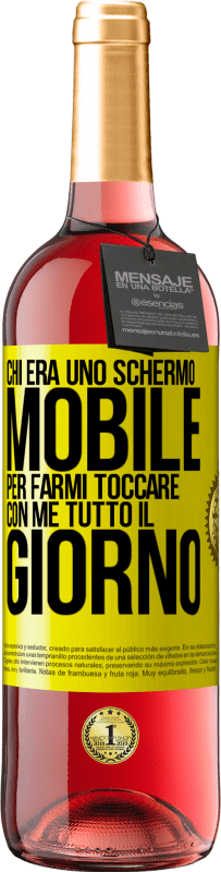 29,95 € Spedizione Gratuita | Vino rosato Edizione ROSÉ Chi era uno schermo mobile per farmi toccare con me tutto il giorno Etichetta Gialla. Etichetta personalizzabile Vino giovane Raccogliere 2024 Tempranillo