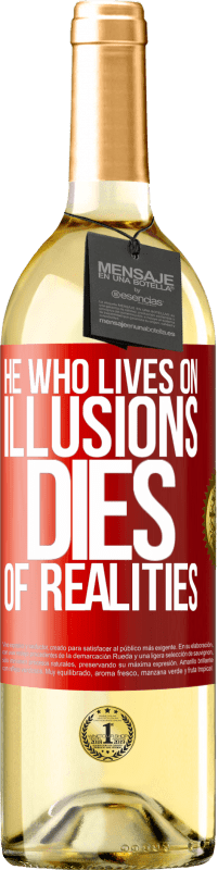 29,95 € 送料無料 | 白ワイン WHITEエディション 幻想で生きる彼は現実で死ぬ 赤いタグ. カスタマイズ可能なラベル 若いワイン 収穫 2023 Verdejo
