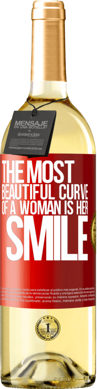 29,95 € Free Shipping | White Wine WHITE Edition The most beautiful curve of a woman is her smile Red Label. Customizable label Young wine Harvest 2023 Verdejo