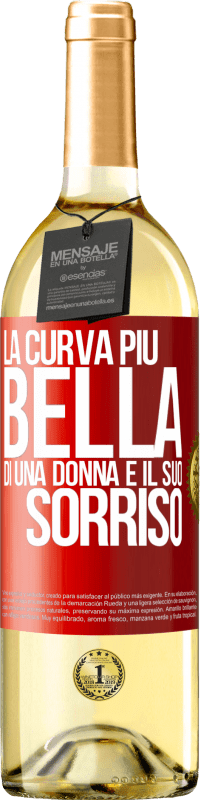 29,95 € Spedizione Gratuita | Vino bianco Edizione WHITE La curva più bella di una donna è il suo sorriso Etichetta Rossa. Etichetta personalizzabile Vino giovane Raccogliere 2024 Verdejo