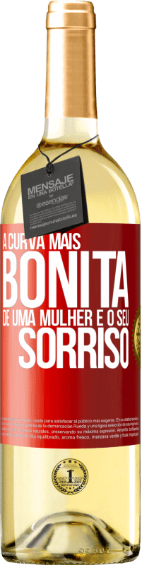 29,95 € Envio grátis | Vinho branco Edição WHITE A curva mais bonita de uma mulher é o seu sorriso Etiqueta Vermelha. Etiqueta personalizável Vinho jovem Colheita 2024 Verdejo