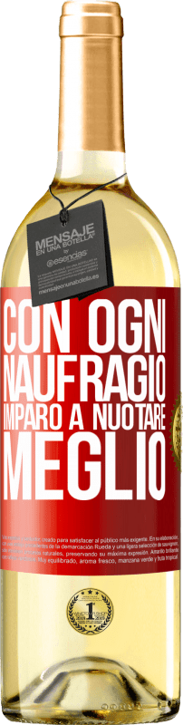 29,95 € Spedizione Gratuita | Vino bianco Edizione WHITE Con ogni naufragio imparo a nuotare meglio Etichetta Rossa. Etichetta personalizzabile Vino giovane Raccogliere 2024 Verdejo