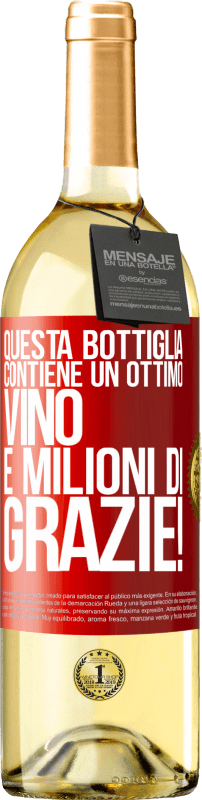 29,95 € Spedizione Gratuita | Vino bianco Edizione WHITE Questa bottiglia contiene un ottimo vino e milioni di GRAZIE! Etichetta Rossa. Etichetta personalizzabile Vino giovane Raccogliere 2023 Verdejo