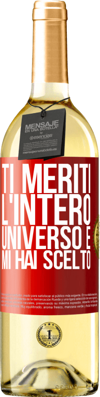 29,95 € Spedizione Gratuita | Vino bianco Edizione WHITE Ti meriti l'intero universo e mi hai scelto Etichetta Rossa. Etichetta personalizzabile Vino giovane Raccogliere 2024 Verdejo