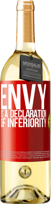 29,95 € Бесплатная доставка | Белое вино Издание WHITE Зависть - это декларация неполноценности Красная метка. Настраиваемая этикетка Молодое вино Урожай 2023 Verdejo