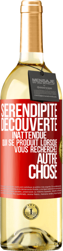 29,95 € Envoi gratuit | Vin blanc Édition WHITE Sérendipité. Découverte inattendue qui se produit lorsque vous recherchez autre chose Étiquette Rouge. Étiquette personnalisable Vin jeune Récolte 2024 Verdejo