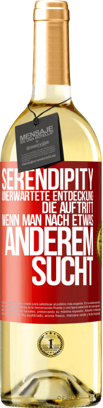 29,95 € Kostenloser Versand | Weißwein WHITE Ausgabe Serendipity: Unerwartete Entdeckung, die auftritt, wenn man nach etwas anderem sucht Rote Markierung. Anpassbares Etikett Junger Wein Ernte 2024 Verdejo