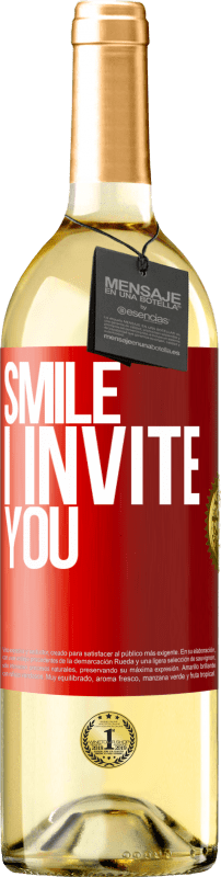 29,95 € 送料無料 | 白ワイン WHITEエディション 笑顔、私は招待します 赤いタグ. カスタマイズ可能なラベル 若いワイン 収穫 2023 Verdejo