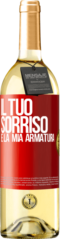 29,95 € Spedizione Gratuita | Vino bianco Edizione WHITE Il tuo sorriso è la mia armatura Etichetta Rossa. Etichetta personalizzabile Vino giovane Raccogliere 2024 Verdejo