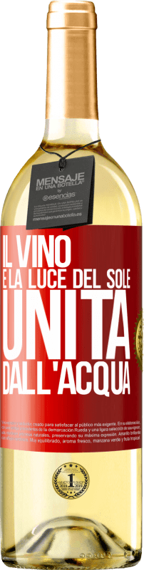 29,95 € Spedizione Gratuita | Vino bianco Edizione WHITE Il vino è la luce del sole, unita dall'acqua Etichetta Rossa. Etichetta personalizzabile Vino giovane Raccogliere 2023 Verdejo