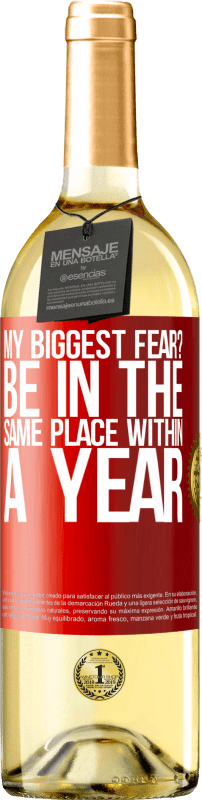 29,95 € Бесплатная доставка | Белое вино Издание WHITE мой самый большой страх? Быть в том же месте в течение года Красная метка. Настраиваемая этикетка Молодое вино Урожай 2023 Verdejo