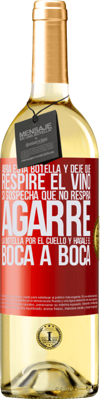 29,95 € Envío gratis | Vino Blanco Edición WHITE Abra esta botella y deje que respire el vino. Si sospecha que no respira, agarre la botella por el cuello y hágale el boca a Etiqueta Roja. Etiqueta personalizable Vino joven Cosecha 2024 Verdejo