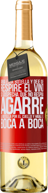 29,95 € Envío gratis | Vino Blanco Edición WHITE Abra esta botella y deje que respire el vino. Si sospecha que no respira, agarre la botella por el cuello y hágale el boca a Etiqueta Roja. Etiqueta personalizable Vino joven Cosecha 2025 Verdejo