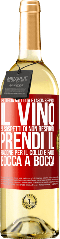 29,95 € Spedizione Gratuita | Vino bianco Edizione WHITE Apri questa bottiglia e lascia respirare il vino. Se sospetti di non respirare, prendi il flacone per il collo e fallo bocca Etichetta Rossa. Etichetta personalizzabile Vino giovane Raccogliere 2024 Verdejo