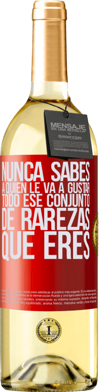 29,95 € Envío gratis | Vino Blanco Edición WHITE Nunca sabes a quien le va a gustar todo ese conjunto de rarezas que eres Etiqueta Roja. Etiqueta personalizable Vino joven Cosecha 2024 Verdejo