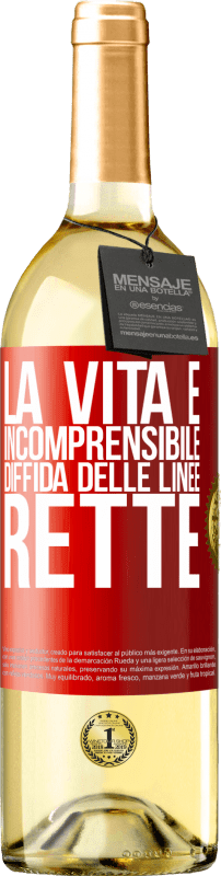 29,95 € Spedizione Gratuita | Vino bianco Edizione WHITE La vita è incomprensibile, diffida delle linee rette Etichetta Rossa. Etichetta personalizzabile Vino giovane Raccogliere 2024 Verdejo