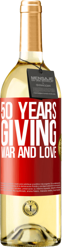 29,95 € 免费送货 | 白葡萄酒 WHITE版 50年来给予战争和爱 红色标签. 可自定义的标签 青年酒 收成 2023 Verdejo