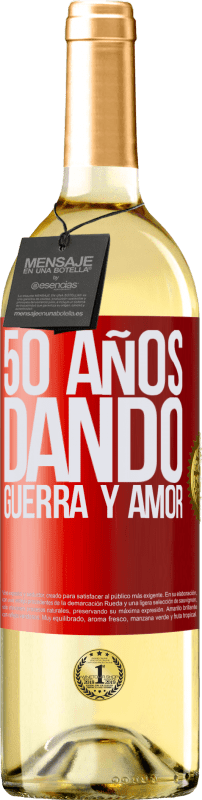 29,95 € Envío gratis | Vino Blanco Edición WHITE 50 años dando guerra y amor Etiqueta Roja. Etiqueta personalizable Vino joven Cosecha 2023 Verdejo
