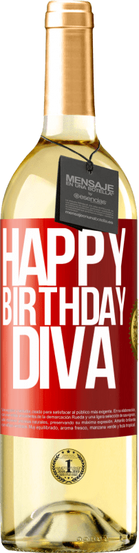 29,95 € Free Shipping | White Wine WHITE Edition Happy birthday Diva Red Label. Customizable label Young wine Harvest 2023 Verdejo