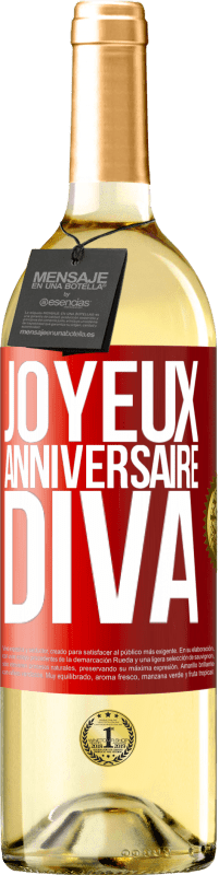 29,95 € Envoi gratuit | Vin blanc Édition WHITE Joyeux anniversaire, Diva Étiquette Rouge. Étiquette personnalisable Vin jeune Récolte 2024 Verdejo