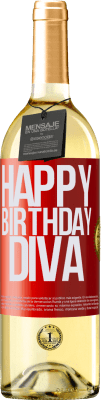 29,95 € Envío gratis | Vino Blanco Edición WHITE Happy birthday Diva Etiqueta Roja. Etiqueta personalizable Vino joven Cosecha 2023 Verdejo