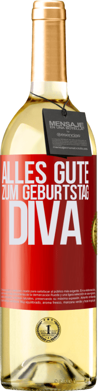 29,95 € Kostenloser Versand | Weißwein WHITE Ausgabe Alles Gute zum Geburtstag Diva Rote Markierung. Anpassbares Etikett Junger Wein Ernte 2023 Verdejo