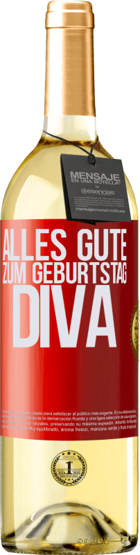 29,95 € Kostenloser Versand | Weißwein WHITE Ausgabe Alles Gute zum Geburtstag Diva Rote Markierung. Anpassbares Etikett Junger Wein Ernte 2024 Verdejo