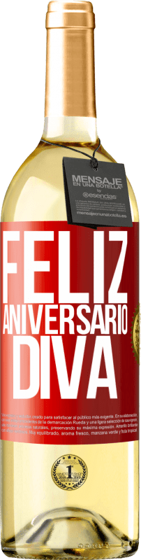 29,95 € Envio grátis | Vinho branco Edição WHITE Feliz aniversário Diva Etiqueta Vermelha. Etiqueta personalizável Vinho jovem Colheita 2023 Verdejo