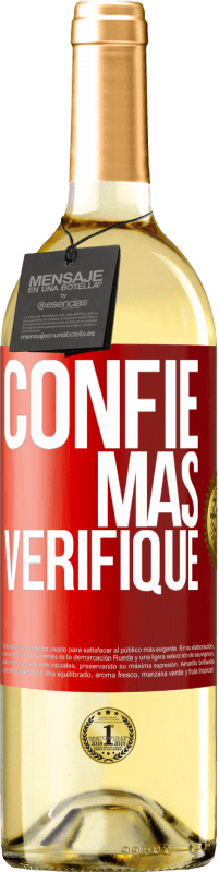 29,95 € Envio grátis | Vinho branco Edição WHITE Confie, mas verifique Etiqueta Vermelha. Etiqueta personalizável Vinho jovem Colheita 2024 Verdejo