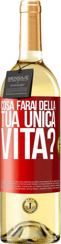 29,95 € Spedizione Gratuita | Vino bianco Edizione WHITE Cosa farai della tua unica vita? Etichetta Rossa. Etichetta personalizzabile Vino giovane Raccogliere 2023 Verdejo