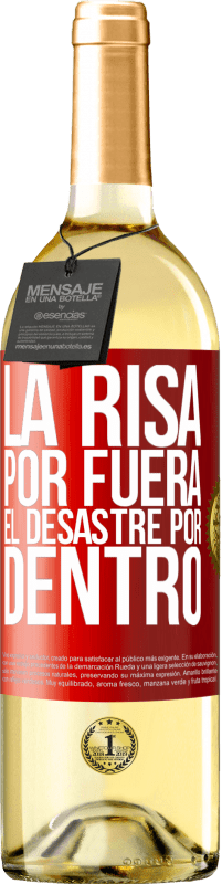 29,95 € Envío gratis | Vino Blanco Edición WHITE La risa por fuera, el desastre por dentro Etiqueta Roja. Etiqueta personalizable Vino joven Cosecha 2023 Verdejo