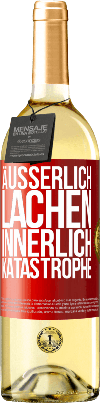 29,95 € Kostenloser Versand | Weißwein WHITE Ausgabe Äußerlich Lachen, innerlich Katastrophe Rote Markierung. Anpassbares Etikett Junger Wein Ernte 2023 Verdejo