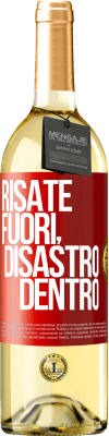 29,95 € Spedizione Gratuita | Vino bianco Edizione WHITE Risate fuori, disastro dentro Etichetta Rossa. Etichetta personalizzabile Vino giovane Raccogliere 2023 Verdejo