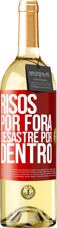 29,95 € Envio grátis | Vinho branco Edição WHITE Risos por fora, desastre por dentro Etiqueta Vermelha. Etiqueta personalizável Vinho jovem Colheita 2023 Verdejo