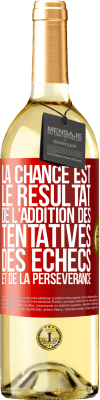 29,95 € Envoi gratuit | Vin blanc Édition WHITE La chance est le résultat de l'addition des tentatives, des échecs et de la persévérance Étiquette Rouge. Étiquette personnalisable Vin jeune Récolte 2024 Verdejo