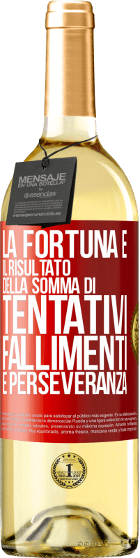 29,95 € Spedizione Gratuita | Vino bianco Edizione WHITE La fortuna è il risultato della somma di tentativi, fallimenti e perseveranza Etichetta Rossa. Etichetta personalizzabile Vino giovane Raccogliere 2025 Verdejo