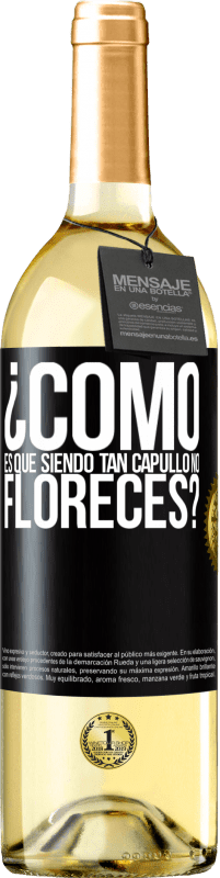 29,95 € Envío gratis | Vino Blanco Edición WHITE ¿Cómo es que siendo tan capullo no floreces? Etiqueta Negra. Etiqueta personalizable Vino joven Cosecha 2024 Verdejo