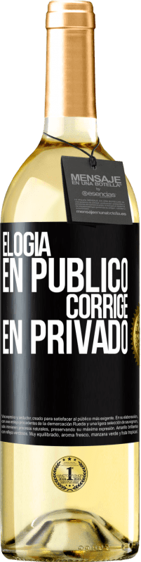 29,95 € Envío gratis | Vino Blanco Edición WHITE Elogia en público, corrige en privado Etiqueta Negra. Etiqueta personalizable Vino joven Cosecha 2024 Verdejo