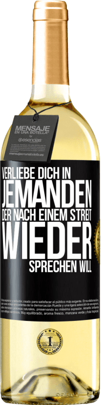 29,95 € Kostenloser Versand | Weißwein WHITE Ausgabe Verliebe dich in jemanden, der nach einem Streit wieder sprechen will Schwarzes Etikett. Anpassbares Etikett Junger Wein Ernte 2024 Verdejo