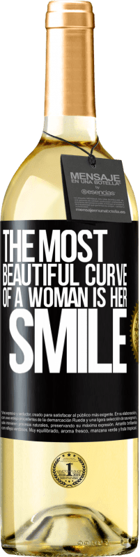 29,95 € Бесплатная доставка | Белое вино Издание WHITE Самая красивая кривая женщины - это ее улыбка Черная метка. Настраиваемая этикетка Молодое вино Урожай 2023 Verdejo