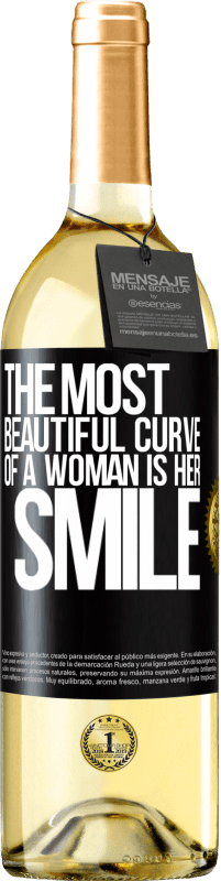 29,95 € Free Shipping | White Wine WHITE Edition The most beautiful curve of a woman is her smile Black Label. Customizable label Young wine Harvest 2025 Verdejo