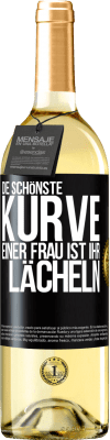 29,95 € Kostenloser Versand | Weißwein WHITE Ausgabe Die schönste Kurve einer Frau ist ihr Lächeln Schwarzes Etikett. Anpassbares Etikett Junger Wein Ernte 2023 Verdejo