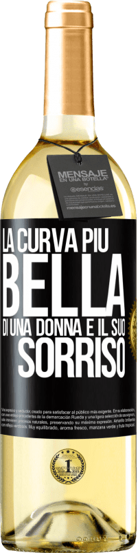 29,95 € Spedizione Gratuita | Vino bianco Edizione WHITE La curva più bella di una donna è il suo sorriso Etichetta Nera. Etichetta personalizzabile Vino giovane Raccogliere 2024 Verdejo