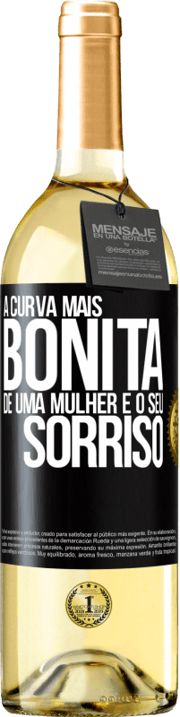 29,95 € Envio grátis | Vinho branco Edição WHITE A curva mais bonita de uma mulher é o seu sorriso Etiqueta Preta. Etiqueta personalizável Vinho jovem Colheita 2024 Verdejo