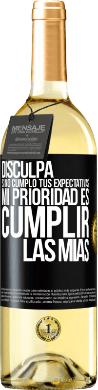 29,95 € Envío gratis | Vino Blanco Edición WHITE Disculpa si no cumplo tus expectativas. Mi prioridad es cumplir las mías Etiqueta Negra. Etiqueta personalizable Vino joven Cosecha 2024 Verdejo