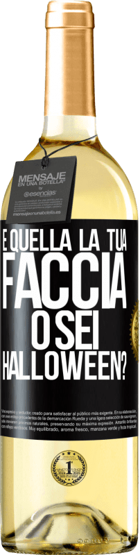 29,95 € Spedizione Gratuita | Vino bianco Edizione WHITE è quella la tua faccia o sei Halloween? Etichetta Nera. Etichetta personalizzabile Vino giovane Raccogliere 2024 Verdejo