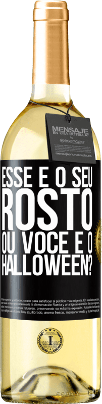 29,95 € Envio grátis | Vinho branco Edição WHITE esse é o seu rosto ou você é o Halloween? Etiqueta Preta. Etiqueta personalizável Vinho jovem Colheita 2024 Verdejo