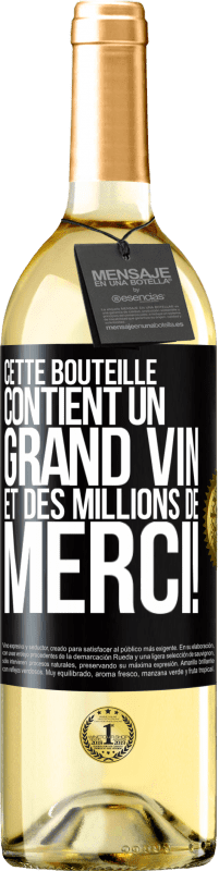 29,95 € Envoi gratuit | Vin blanc Édition WHITE Cette bouteille contient un grand vin et des millions de MERCI! Étiquette Noire. Étiquette personnalisable Vin jeune Récolte 2024 Verdejo